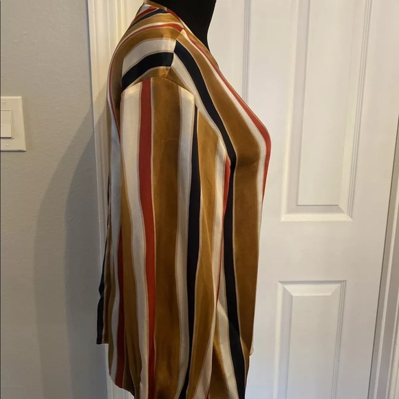 NWT Max Mara Abelia Womens Silk Striped Brown Top - Picture 5 of 12
